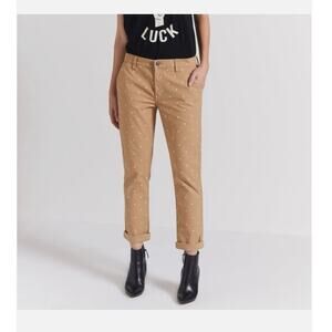 Current Elliot Size 23 The Confidant Polka Dot Tan Pants NWT